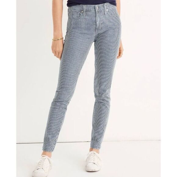 Madewell 9” Mid Rise Striped skinny jeans size 29 - Picture 1 of 12